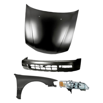 Replacement - 4-Piece Kit (Passenger Side Headlight, Front Bumper Cover, Front Passenger Side Fender, Hood Panel) (Standard Line)