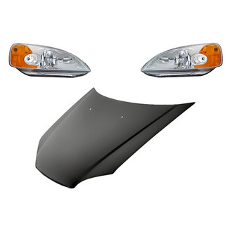 Replacement - 3-Piece Kit (Driver and Passenger Side Headlights, Hood Panel) (Standard Line)