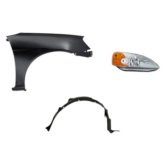 Replacement - 3-Piece Kit (Passenger Side Headlight, Front Passenger Side Fender, Front Passenger Side Fender Liner) (Standard Line)