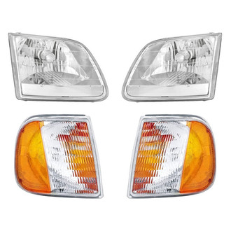 Replacement - 4-Piece Kit (Driver and Passenger Side Headlights, Driver and Passenger Side Turn Signal/Corner Lights) (Standard Line)