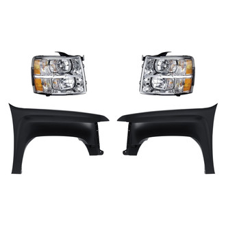 Replacement BNDL-261162 - 4-Piece Kit (Driver and Passenger Side Headlights, Driver and Passenger Side Fenders) (Standard Line)