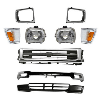 Replacement - 9-Piece Kit (Driver and Passenger Side Headlights, Front Bumper Face Bar, Front Bumper Valance, Grille, Driver and Passenger Side Headlight Bezels, Driver and Passenger Side Turn Signal/Corner Lights) (Standard Line)