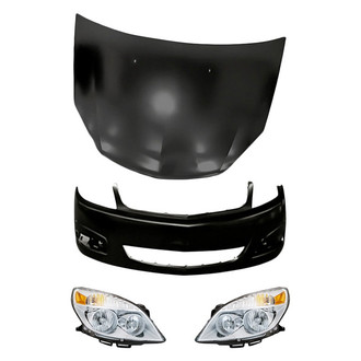Replacement - 4-Piece Kit (Driver and Passenger Side Headlights, Front Bumper Cover, Hood Panel) (Standard Line)