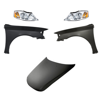Replacement - 5-Piece Kit (Driver and Passenger Side Headlights, Driver and Passenger Side Fenders, Hood Panel) (Standard Line)