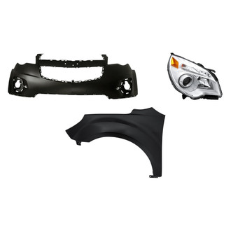 Replacement - 3-Piece Kit (Passenger Side Headlight, Front Upper Bumper Cover, Front Driver Side Fender) (Standard Line)