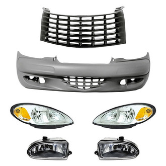 Replacement - 6-Piece Kit (Driver and Passenger Side Headlights, Front Bumper Cover, Grille, Driver and Passenger Side Fog Lights) (Standard Line)