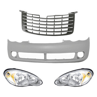 Replacement - 4-Piece Kit (Driver and Passenger Side Headlights, Front Bumper Cover, Grille) (Standard Line)