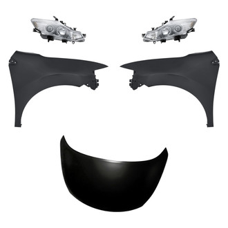 Replacement - 5-Piece Kit (Driver and Passenger Side Headlights, Driver and Passenger Side Fenders, Hood Panel) (Standard Line)