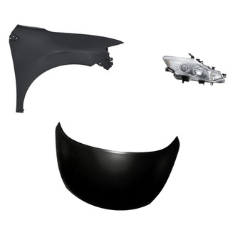 Replacement - 3-Piece Kit (Passenger Side Headlight, Front Passenger Side Fender, Hood Panel) (Standard Line)