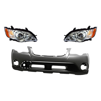 Replacement - 3-Piece Kit (Driver and Passenger Side Headlights, Front Bumper Cover) (Standard Line)