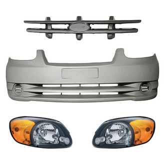 Replacement - 4-Piece Kit (Driver and Passenger Side Headlights, Front Bumper Cover, Grille) (Standard Line)