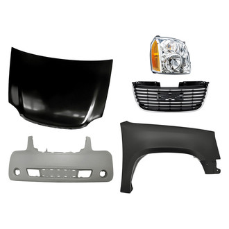 Replacement - 5-Piece Kit (Passenger Side Headlight, Front Bumper Cover, Grille, Front Passenger Side Fender, Hood Panel) (Standard Line)
