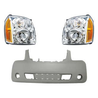 Replacement - 3-Piece Kit (Driver and Passenger Side Headlights, Front Bumper Cover) (Standard Line)