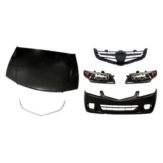 Replacement - 6-Piece Kit (Driver and Passenger Side Headlights, Front Bumper Cover, Grille, Lower Grille Molding, Hood Panel) (Standard Line)