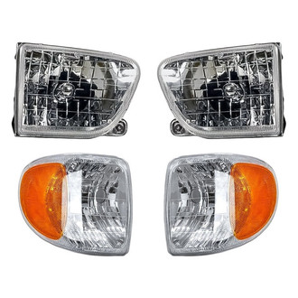 Replacement - 4-Piece Kit (Driver and Passenger Side Headlights, Driver and Passenger Side Turn Signal/Corner Lights) (Standard Line)