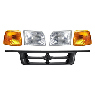 Replacement - 5-Piece Kit (Driver and Passenger Side Headlights, Grille, Driver and Passenger Side Turn Signal/Corner Lights) (Standard Line)