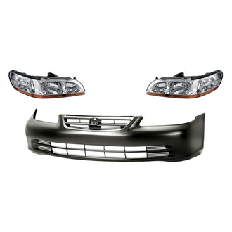 Replacement - 3-Piece Kit (Driver and Passenger Side Headlights, Front Bumper Cover) (Standard Line)