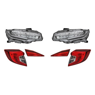 Replacement - 6-Piece Kit (Driver and Passenger Side Headlights, Driver and Passenger Side Tail Lights)