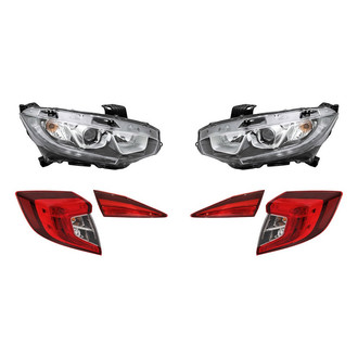 Replacement - 6-Piece Kit (Driver and Passenger Side Headlights, Driver and Passenger Side Tail Lights)