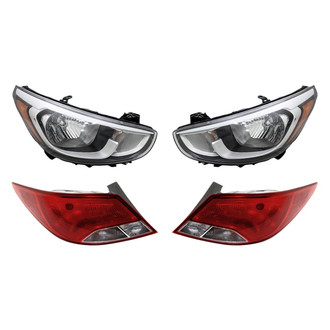 Replacement - 4-Piece Kit (Driver and Passenger Side Headlights, Driver and Passenger Side Outer Tail Lights)