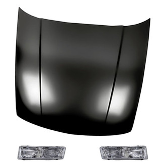 Replacement - 3-Piece Kit (Driver and Passenger Side Headlight Lenses and Housings, Hood Panel) (Standard Line)