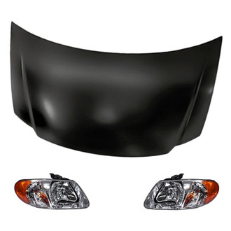 Replacement - 3-Piece Kit (Driver and Passenger Side Headlights, Hood Panel) (Standard Line)