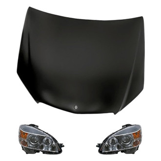 Replacement - 3-Piece Kit (Driver and Passenger Side Headlights, Hood Panel) (Standard Line)