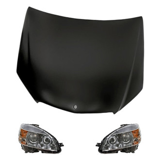 Replacement - 3-Piece Kit (Driver and Passenger Side Headlights, Hood Panel) (Standard Line)