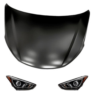 Replacement - 3-Piece Kit (Driver and Passenger Side Headlights, Hood Panel) (Standard Line)