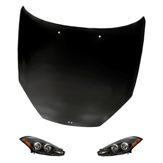 Replacement - 3-Piece Kit (Driver and Passenger Side Headlights, Hood Panel) (Standard Line)