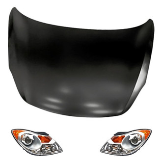 Replacement - 3-Piece Kit (Driver and Passenger Side Headlights, Hood Panel) (Standard Line)