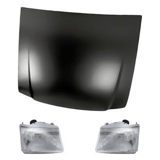 Replacement BNDL-279928 - 3-Piece Kit (Driver and Passenger Side Headlights, Hood Panel) (Standard Line)