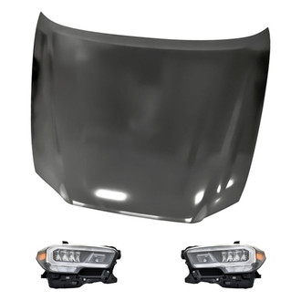 Replacement - 3-Piece Kit (Driver and Passenger Side Headlights, Hood Panel) (Standard Line)