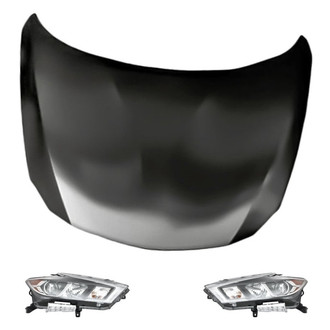Replacement - 3-Piece Kit (Driver and Passenger Side Headlights, Hood Panel) (Standard Line)