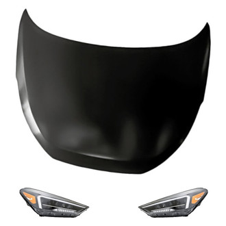 Replacement - 3-Piece Kit (Driver and Passenger Side Headlights, Hood Panel) (Standard Line)
