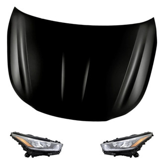 Replacement - 3-Piece Kit (Driver and Passenger Side Headlights, Hood Panel) (Standard Line)