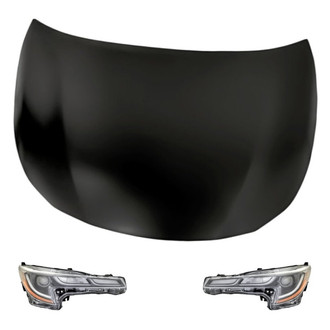 Replacement - 3-Piece Kit (Driver and Passenger Side Headlights, Hood Panel) (Standard Line)