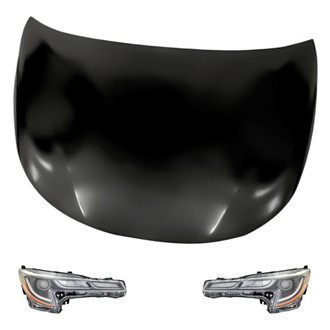 Replacement - 3-Piece Kit (Driver and Passenger Side Headlights, Hood Panel) (Standard Line)