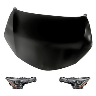 Replacement - 3-Piece Kit (Driver and Passenger Side Headlights, Hood Panel) (Standard Line)
