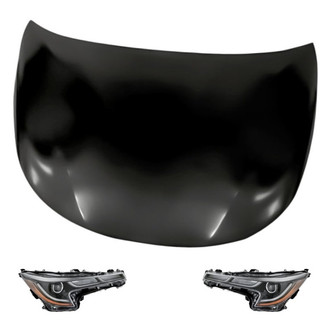 Replacement - 3-Piece Kit (Driver and Passenger Side Headlights, Hood Panel) (Standard Line)