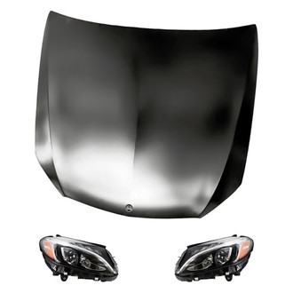 Replacement - 3-Piece Kit (Driver and Passenger Side Headlights, Hood Panel) (Standard Line)