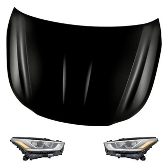 Replacement - 3-Piece Kit (Driver and Passenger Side Headlights, Hood Panel) (Standard Line)