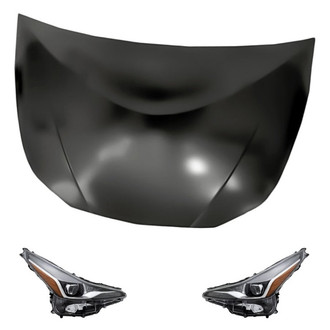 Replacement - 3-Piece Kit (Driver and Passenger Side Headlights, Hood Panel) (Standard Line)