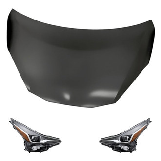 Replacement - 3-Piece Kit (Driver and Passenger Side Headlights, Hood Panel) (Standard Line)
