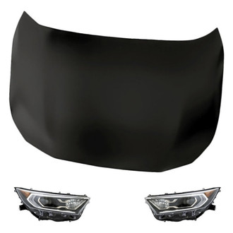 Replacement - 3-Piece Kit (Driver and Passenger Side Headlights, Hood Panel) (Standard Line)