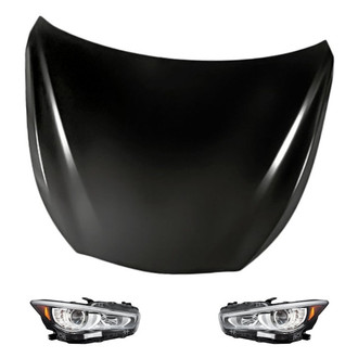 Replacement - 3-Piece Kit (Driver and Passenger Side Headlights, Hood Panel) (Standard Line)