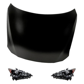 Replacement - 3-Piece Kit (Driver and Passenger Side Headlights, Hood Panel) (Standard Line)