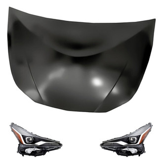 Replacement - 3-Piece Kit (Driver and Passenger Side Headlights, Hood Panel) (Standard Line)