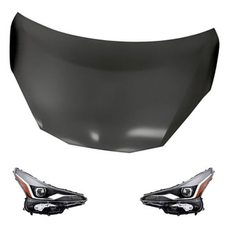 Replacement - 3-Piece Kit (Driver and Passenger Side Headlights, Hood Panel) (Standard Line)