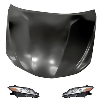 Replacement - 3-Piece Kit (Driver and Passenger Side Headlights, Hood Panel) (Standard Line)